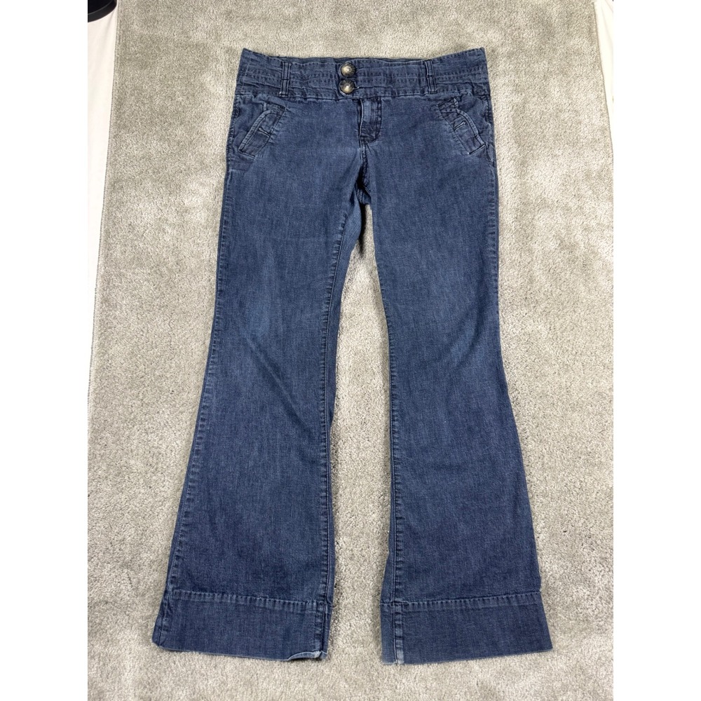 Rewind Womens Dark Wash Flare Leg Jeans Size 17 Wide Waistband Y2K Boho Denim
